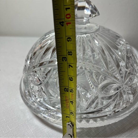 vintage crystal butter dish, American Cut Glass "Eleanor" collection, Pinwheel - Picture 5 of 7